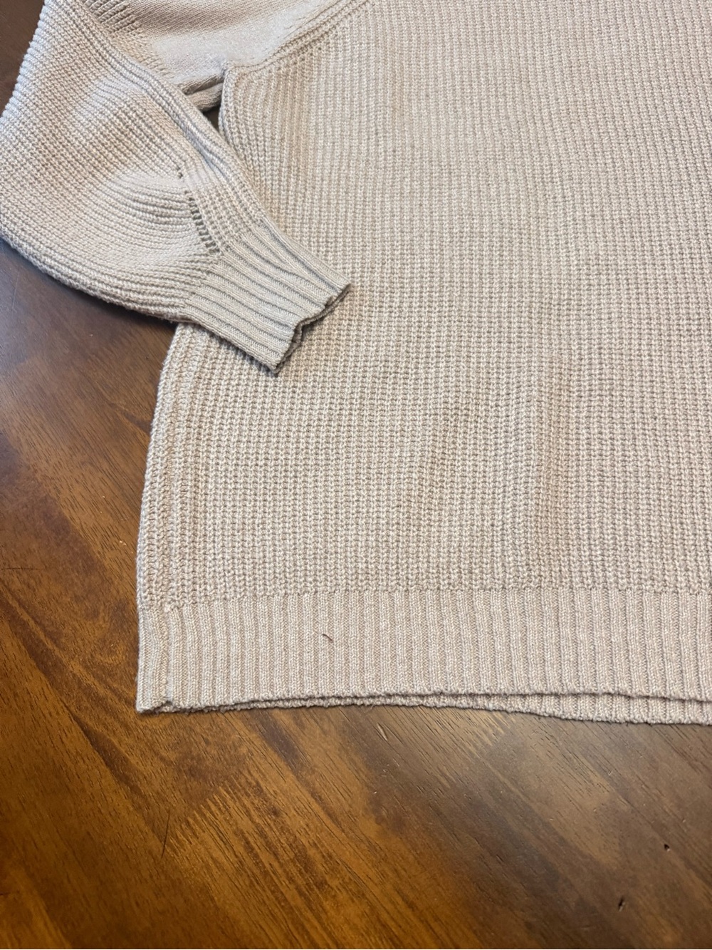 Pink Clover Light Beige Ribbed Raglan Pullover Sweater - Picture 6 of 15